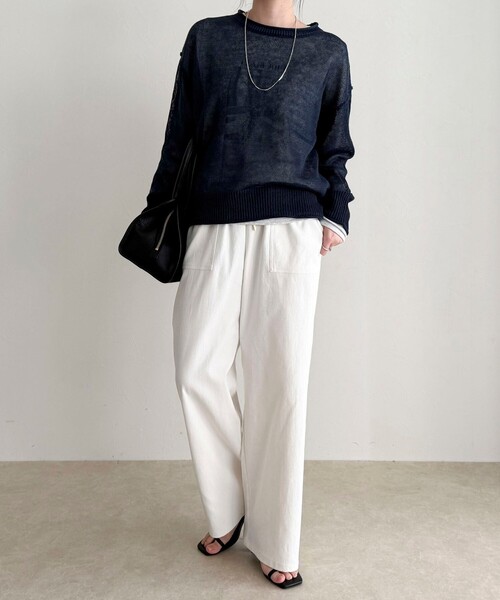 fredy emue(フレディエミュ)の「【接触冷感×UVカット/マルチ機能】ドライオックスセミワイドイージーパンツ(その他パンツ・レディース・チャコールグレー/オフホワイト/ブラック/カーキ・34/36/38)」の19枚目の写真