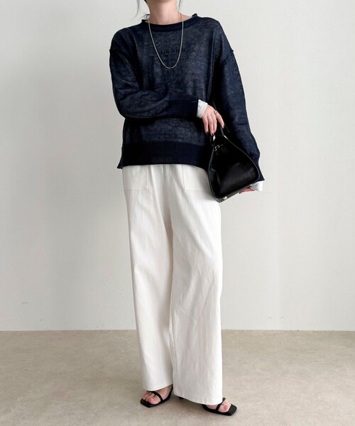 fredy emue(フレディエミュ)の「【接触冷感×UVカット/マルチ機能】ドライオックスセミワイドイージーパンツ(その他パンツ・レディース・チャコールグレー/オフホワイト/ブラック/カーキ・34/36/38)」の21枚目の写真