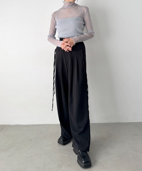 LOVALOT(ラバロット)の「【全5色】シースルー ラメ ハイネックカットソー(Tシャツ/カットソー・レディース・グレー/ホワイト/ピンク/アイボリー/ブラック・FREE)」の7枚目の写真