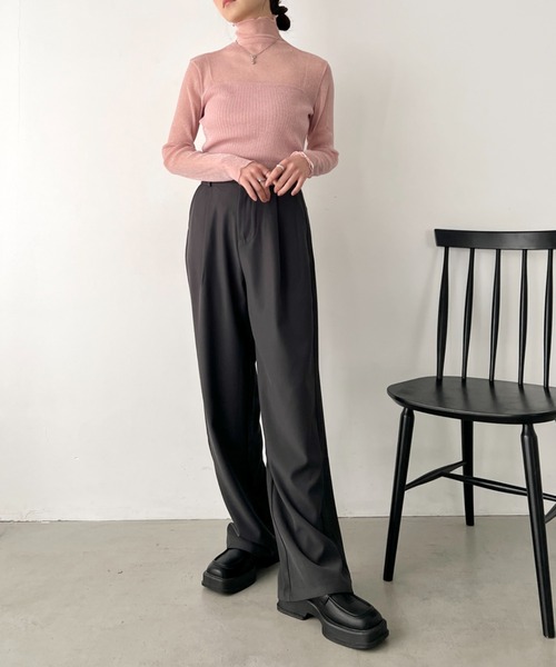 LOVALOT(ラバロット)の「【全5色】シースルー ラメ ハイネックカットソー(Tシャツ/カットソー・レディース・グレー/ホワイト/ピンク/アイボリー/ブラック・FREE)」の14枚目の写真