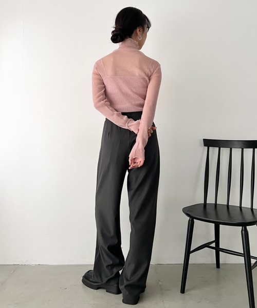 LOVALOT(ラバロット)の「【全5色】シースルー ラメ ハイネックカットソー(Tシャツ/カットソー・レディース・グレー/ホワイト/ピンク/アイボリー/ブラック・FREE)」の16枚目の写真