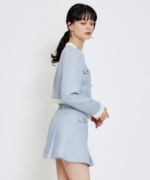 REDYAZEL（レディアゼル）の「【セットアップ可能】スプリングツイードノーカラージャケット（ノーカラージャケット・レディース・ブルー/ピンク/ベージュ・SMALL/MEDIUM）」の17枚目の写真