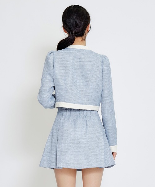 REDYAZEL（レディアゼル）の「【セットアップ可能】スプリングツイードノーカラージャケット（ノーカラージャケット・レディース・ブルー/ピンク/ベージュ・SMALL/MEDIUM）」の9枚目の写真