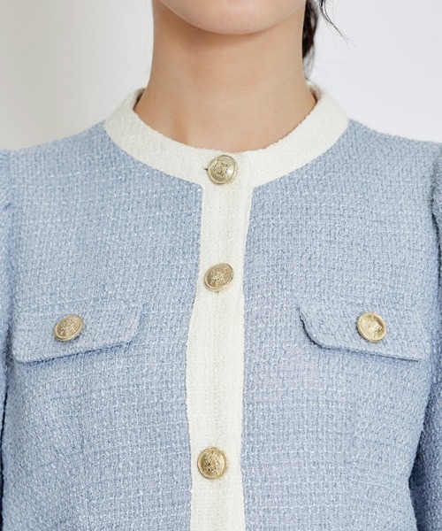 REDYAZEL（レディアゼル）の「【セットアップ可能】スプリングツイードノーカラージャケット（ノーカラージャケット・レディース・ブルー/ピンク/ベージュ・SMALL/MEDIUM）」の10枚目の写真