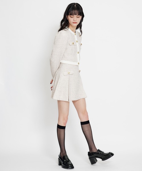 REDYAZEL（レディアゼル）の「【セットアップ可能】スプリングツイードノーカラージャケット（ノーカラージャケット・レディース・ブルー/ピンク/ベージュ・SMALL/MEDIUM）」の8枚目の写真