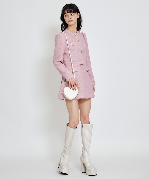 REDYAZEL（レディアゼル）の「【セットアップ可能】スプリングツイードノーカラージャケット（ノーカラージャケット・レディース・ブルー/ピンク/ベージュ・SMALL/MEDIUM）」の18枚目の写真