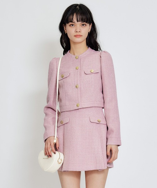 REDYAZEL（レディアゼル）の「【セットアップ可能】スプリングツイードノーカラージャケット（ノーカラージャケット・レディース・ブルー/ピンク/ベージュ・SMALL/MEDIUM）」の19枚目の写真