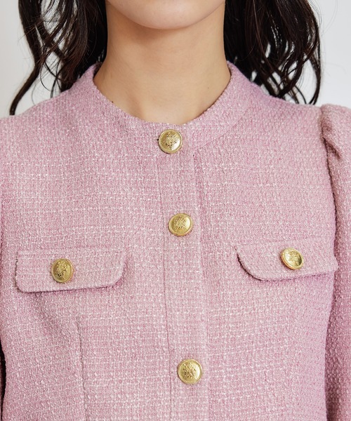 REDYAZEL（レディアゼル）の「【セットアップ可能】スプリングツイードノーカラージャケット（ノーカラージャケット・レディース・ブルー/ピンク/ベージュ・SMALL/MEDIUM）」の22枚目の写真