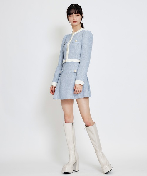 REDYAZEL（レディアゼル）の「【セットアップ可能】スプリングツイードノーカラージャケット（ノーカラージャケット・レディース・ブルー/ピンク/ベージュ・SMALL/MEDIUM）」の15枚目の写真