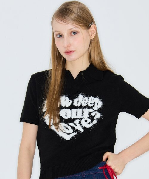 LUVISTRUE(ラヴイズトゥルー)の「LOVE COLLAR KNIT(BLACK)(ニット/セーター・レディース・その他・FREE)」の1枚目の写真