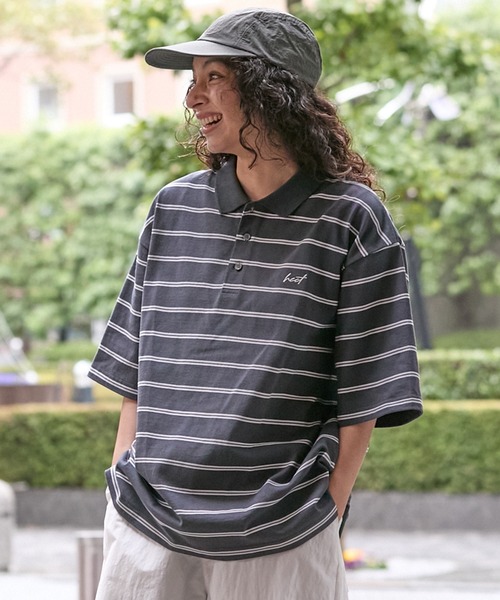 セール】【HECT】Big Border Logo S/S Polo Shirt / ロゴ刺繍 配色