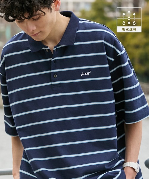 HECT】Big Border Logo S/S Polo Shirt / ロゴ刺繍 配色ボーダー