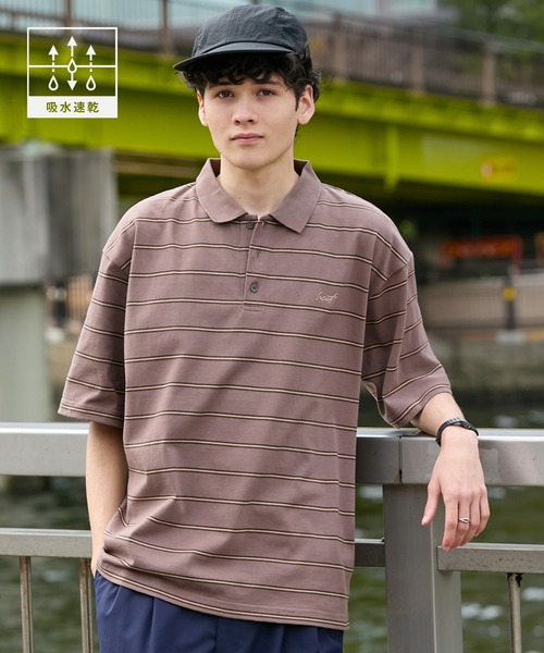[HECT] Big Border Logo S/S Polo Shirt / логотипная полосатая поло футболка с влаговпитывающей быстрой сушкой