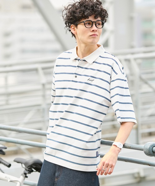 HECT】Big Border Logo S/S Polo Shirt / ロゴ刺繍 配色ボーダー