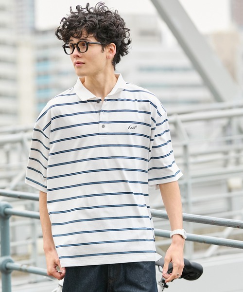 HECT】Big Border Logo S/S Polo Shirt / ロゴ刺繍 配色ボーダー