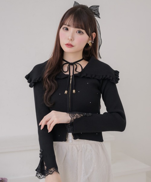 couture BY ROJITA(クチュールバイロジータ)の「ビッグ衿ニットトップス(ニット/セーター・レディース・アイボリー/ミント/ブラック・FREE)」の10枚目の写真