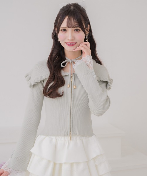 couture BY ROJITA(クチュールバイロジータ)の「ビッグ衿ニットトップス(ニット/セーター・レディース・アイボリー/ミント/ブラック・FREE)」の19枚目の写真