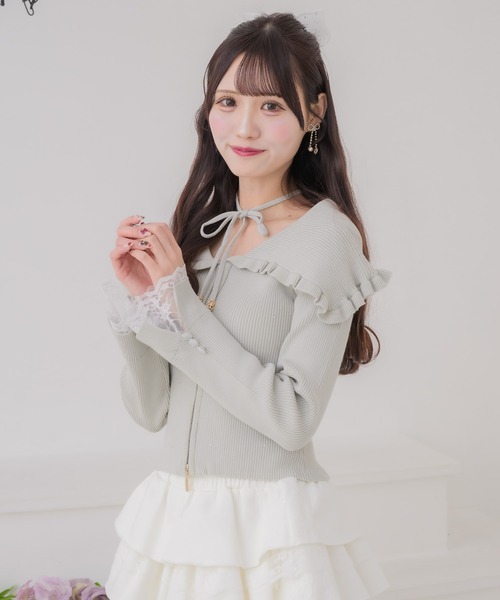 couture BY ROJITA(クチュールバイロジータ)の「ビッグ衿ニットトップス(ニット/セーター・レディース・アイボリー/ミント/ブラック・FREE)」の20枚目の写真
