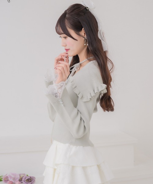 couture BY ROJITA(クチュールバイロジータ)の「ビッグ衿ニットトップス(ニット/セーター・レディース・アイボリー/ミント/ブラック・FREE)」の21枚目の写真