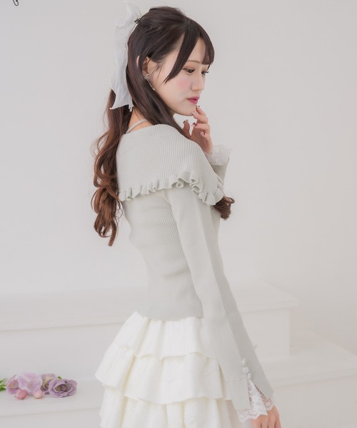 couture BY ROJITA(クチュールバイロジータ)の「ビッグ衿ニットトップス(ニット/セーター・レディース・アイボリー/ミント/ブラック・FREE)」の22枚目の写真
