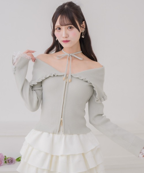 couture BY ROJITA(クチュールバイロジータ)の「ビッグ衿ニットトップス(ニット/セーター・レディース・アイボリー/ミント/ブラック・FREE)」の15枚目の写真
