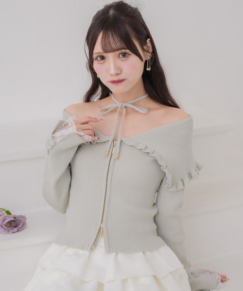 couture BY ROJITA(クチュールバイロジータ)の「ビッグ衿ニットトップス(ニット/セーター・レディース・アイボリー/ミント/ブラック・FREE)」の18枚目の写真