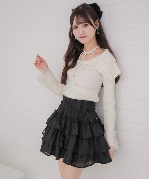 couture BY ROJITA(クチュールバイロジータ)の「ビッグ衿ニットトップス(ニット/セーター・レディース・アイボリー/ミント/ブラック・FREE)」の9枚目の写真