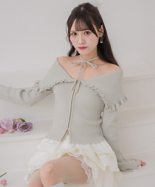 couture BY ROJITA(クチュールバイロジータ)の「ビッグ衿ニットトップス(ニット/セーター・レディース・アイボリー/ミント/ブラック・FREE)」の17枚目の写真