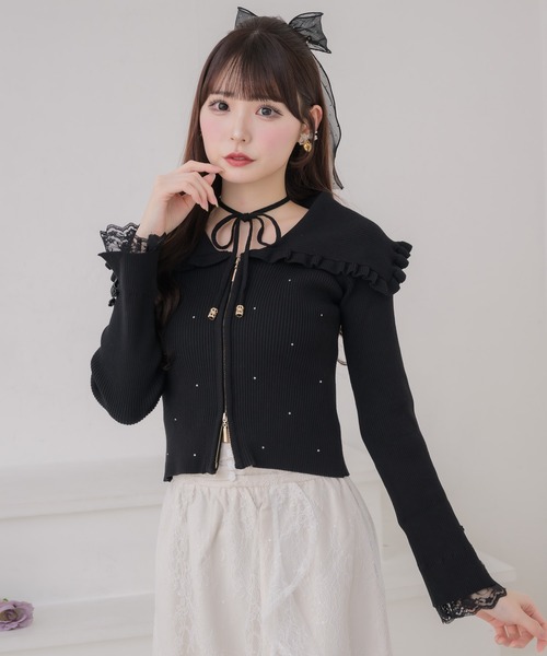 couture BY ROJITA(クチュールバイロジータ)の「ビッグ衿ニットトップス(ニット/セーター・レディース・アイボリー/ミント/ブラック・FREE)」の11枚目の写真