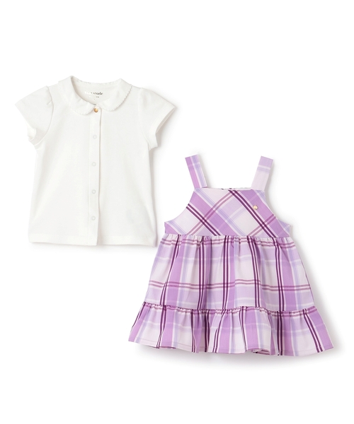kate spade new york kids（ケイトスペードニューヨーク）の「チェックジャンパースカート＆トップスセット（その他ベビーウェア・キッズ・ライラック・100cm/90cm/80ｃｍ）」の3枚目の写真