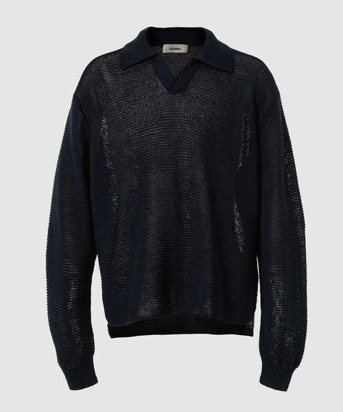 DIGAWEL(ディガウェル)の「Cotton knit polo(ポロシャツ・メンズ・グリーン/ネイビー/ダークグレー・2)」の1枚目の写真