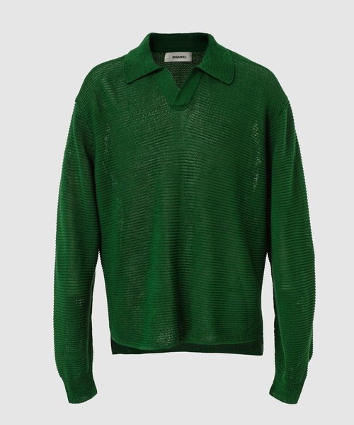 DIGAWEL(ディガウェル)の「Cotton knit polo(ポロシャツ・メンズ・グリーン/ネイビー/ダークグレー・2)」の3枚目の写真