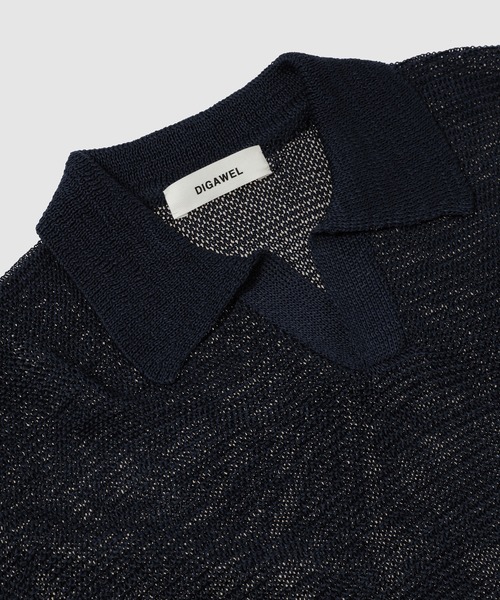 DIGAWEL(ディガウェル)の「Cotton knit polo(ポロシャツ・メンズ・グリーン/ネイビー/ダークグレー・2)」の6枚目の写真