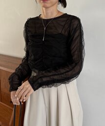 CAPRICIEUX LE'MAGE | チュールギャザーブラウス(シャツ/ブラウス)