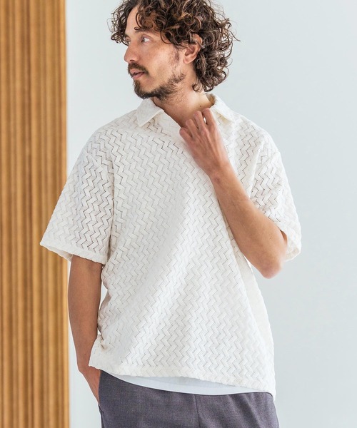 Magine(マージン)の「mhs2602-Russell Mesh Skipper Polo Shirt スキッパーポロシャツ(MGN-261-038)(ポロシャツ・メンズ・ネイビー/ホワイト/ブラック・48/46/44)」の1枚目の写真