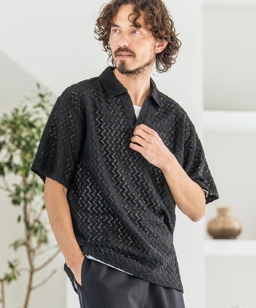 Magine(マージン)の「mhs2602-Russell Mesh Skipper Polo Shirt スキッパーポロシャツ(MGN-261-038)(ポロシャツ・メンズ・ネイビー/ホワイト/ブラック・48/46/44)」の2枚目の写真