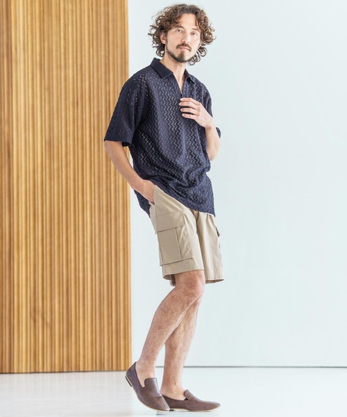 Magine(マージン)の「mhs2602-Russell Mesh Skipper Polo Shirt スキッパーポロシャツ(MGN-261-038)(ポロシャツ・メンズ・ネイビー/ホワイト/ブラック・48/46/44)」の6枚目の写真