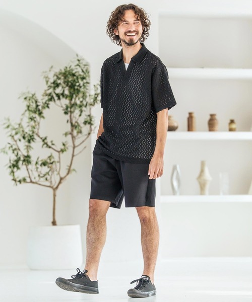 Magine(マージン)の「mhs2602-Russell Mesh Skipper Polo Shirt スキッパーポロシャツ(MGN-261-038)(ポロシャツ・メンズ・ネイビー/ホワイト/ブラック・48/46/44)」の11枚目の写真