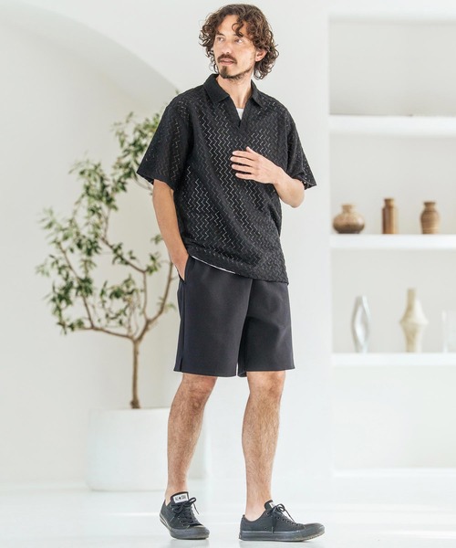 Magine(マージン)の「mhs2602-Russell Mesh Skipper Polo Shirt スキッパーポロシャツ(MGN-261-038)(ポロシャツ・メンズ・ネイビー/ホワイト/ブラック・48/46/44)」の13枚目の写真