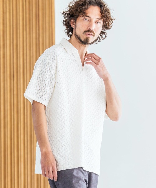 Magine(マージン)の「mhs2602-Russell Mesh Skipper Polo Shirt スキッパーポロシャツ(MGN-261-038)(ポロシャツ・メンズ・ネイビー/ホワイト/ブラック・48/46/44)」の14枚目の写真