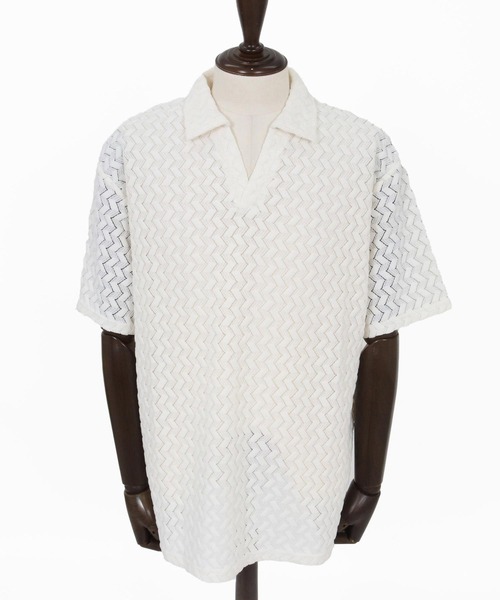 Magine(マージン)の「mhs2602-Russell Mesh Skipper Polo Shirt スキッパーポロシャツ(MGN-261-038)(ポロシャツ・メンズ・ネイビー/ホワイト/ブラック・48/46/44)」の19枚目の写真