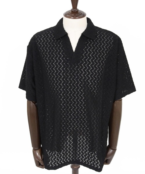 Magine(マージン)の「mhs2602-Russell Mesh Skipper Polo Shirt スキッパーポロシャツ(MGN-261-038)(ポロシャツ・メンズ・ネイビー/ホワイト/ブラック・48/46/44)」の21枚目の写真