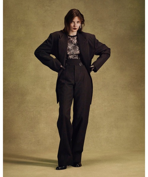 JOHN LAWRENCE SULLIVAN（ジョンローレンスサリバン）の「WOOL BARATHEA LECE-UP PANTS WITH CUMMERBUND（スラックス・レディース・ブラック・X-SMALL）」の2枚目の写真