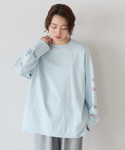 HEART MARKET(ハートマーケット)の「袖ロゴ刺繍プルオーバー(Tシャツ/カットソー・レディース・ブルー/ナチュラル/ホワイト/ネイビー・FREE)」の4枚目の写真
