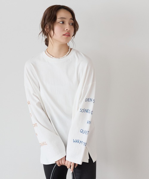 HEART MARKET(ハートマーケット)の「袖ロゴ刺繍プルオーバー(Tシャツ/カットソー・レディース・ブルー/ナチュラル/ホワイト/ネイビー・FREE)」の5枚目の写真