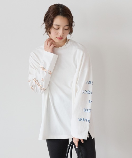 HEART MARKET(ハートマーケット)の「袖ロゴ刺繍プルオーバー(Tシャツ/カットソー・レディース・ブルー/ナチュラル/ホワイト/ネイビー・FREE)」の6枚目の写真