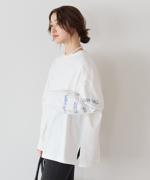 HEART MARKET(ハートマーケット)の「袖ロゴ刺繍プルオーバー(Tシャツ/カットソー・レディース・ブルー/ナチュラル/ホワイト/ネイビー・FREE)」の7枚目の写真