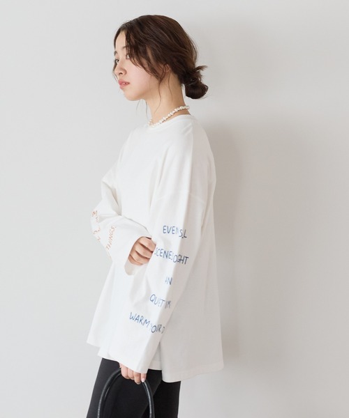 HEART MARKET(ハートマーケット)の「袖ロゴ刺繍プルオーバー(Tシャツ/カットソー・レディース・ブルー/ナチュラル/ホワイト/ネイビー・FREE)」の9枚目の写真