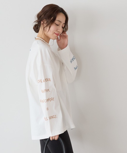 HEART MARKET(ハートマーケット)の「袖ロゴ刺繍プルオーバー(Tシャツ/カットソー・レディース・ブルー/ナチュラル/ホワイト/ネイビー・FREE)」の11枚目の写真