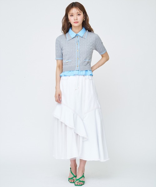 AND COUTURE(アンドクチュール)の「チュール切替デニムスカート(デニムスカート・レディース・ブルー/オフホワイト・SMALL/MEDIUM)」の9枚目の写真
